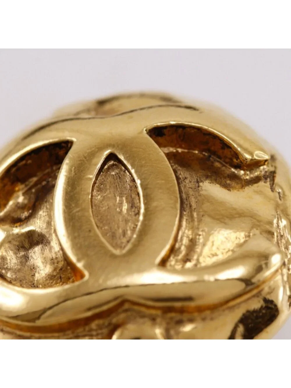 Chanel CC Logo Vintage Gold Plated Earrings